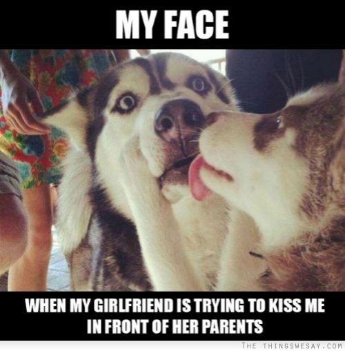 My face when my girlfriend is trying to kiss me in front of her parents
