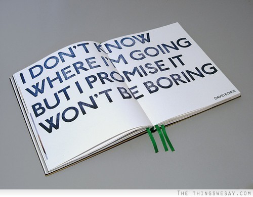 I don't know where I'm going but I promise it won't be boring