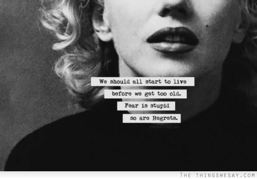 We should all start to live before we get too old fear is stupid so are regrets