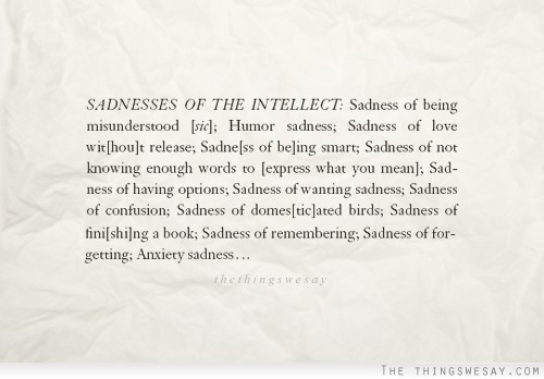Sadness of the intellect sadness of being misunderstood
