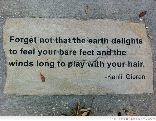 Forget not that the earth delights to feel your bare feet and the winds long to play with your hair