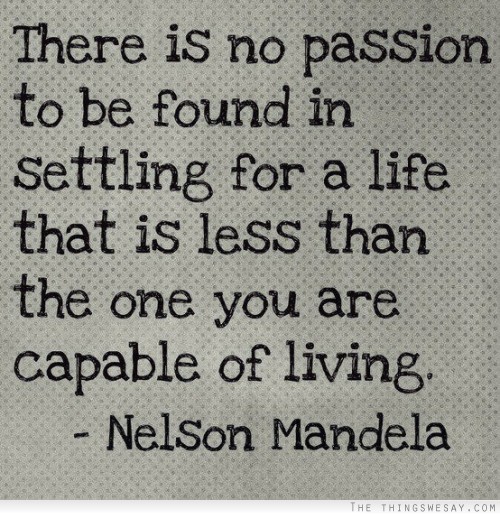 There is no passion to be found in settling for a life that is less than the one you are capable of living