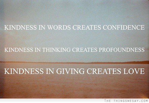 Kindness in words creates confidence kindness in thinking creates profoundness kindness in giving creates love