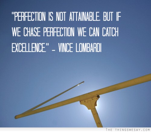 Perfection is not attainable but if we chase perfection we can catch excellence