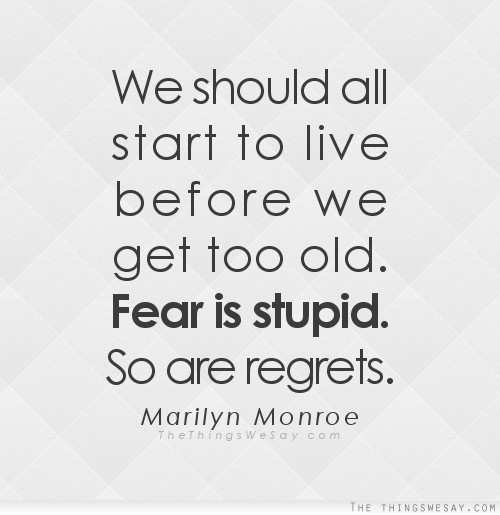 We should all start to live before we get too old fear is stupid so are regrets