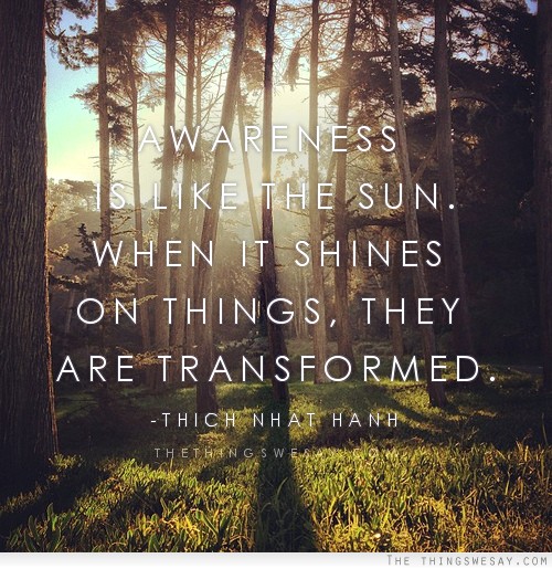 Awarenes is like the sun when it shines on things they are transformed