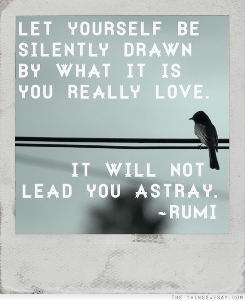 Let yourself be silently drawn by what it is you really love it will not lead you astray