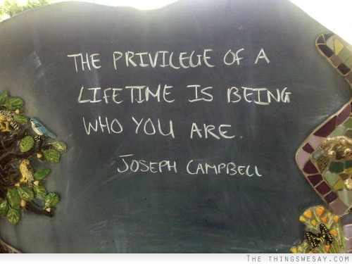 The privilege of a lifetime is being who you are