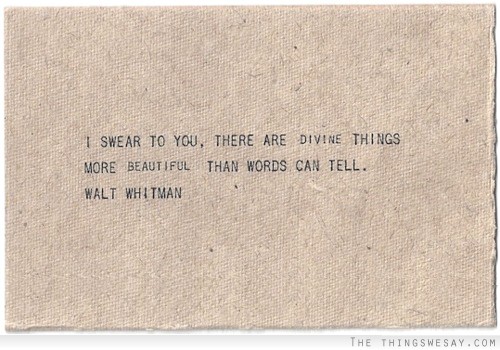 I swear to you there are divine things more beautiful than words can tell