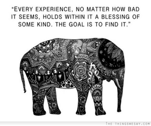 Every experience no matter how bad it seems holds within it a blessing of some kind the goal is to find it