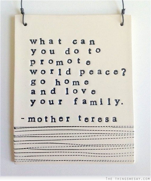 What can you do to promote world peace go home and love your family