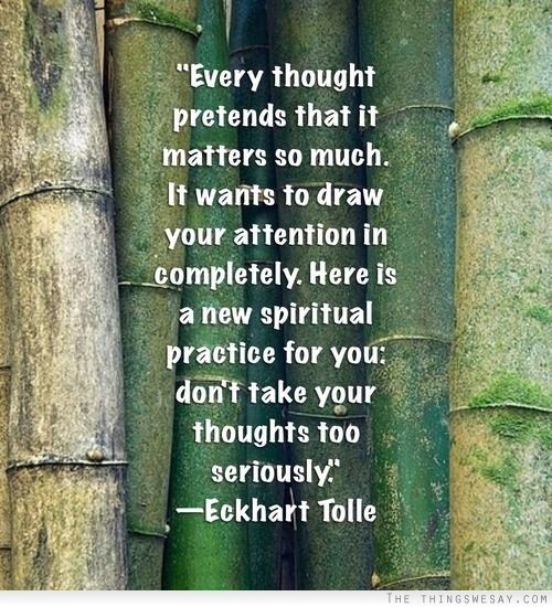 Every thought pretends that it matters so much it wants to draw your attention in completely here is a new spiritual practice for you don't take your thoughts too seriously