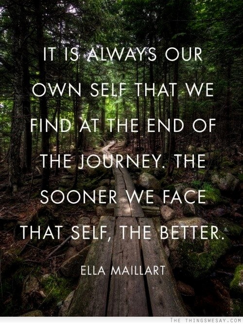 It is always our own self that we find at the end of the journey the sooner we face that self the better