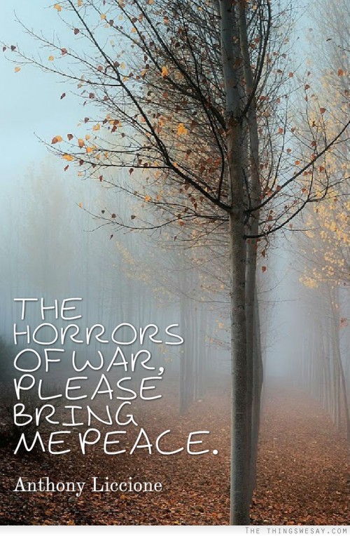 In the horrors of war, please bring me peace.