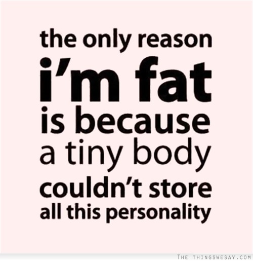 The only reason I'm fat is because a tiny body couldn't store all this personality