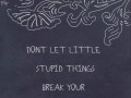 Don't let little stupid things break your happiness