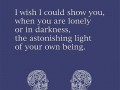 I wish I could show you when you are lonely or in darkness the astonishing light of your own being
