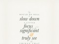 We would do well to slow down a little focus on the significant and truly see the things that matter most