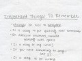Important things to remember